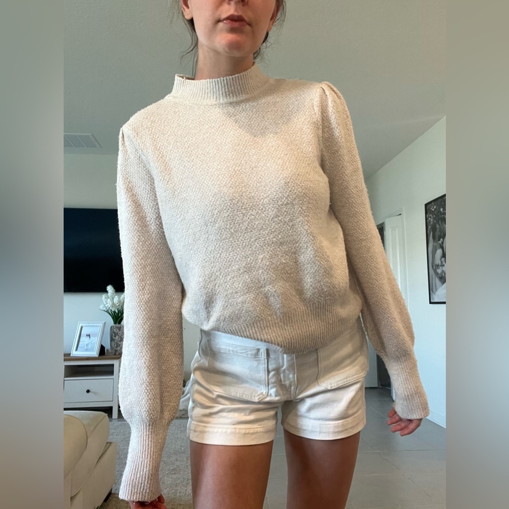 Cream Mock Neck Women's Sweater